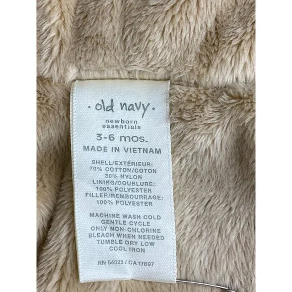 Old Navy Plush Bunting Winter Snow Suit 0-3 Months Furry Fleece Inside - Picture 9 of 14